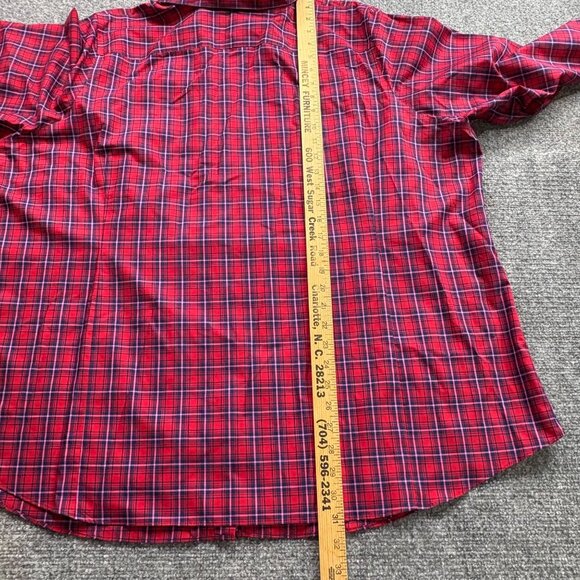 Lands End Shirt Womens 26W Red Blue Plaid No Iron Supima Cotton Button-Down - Picture 11 of 13